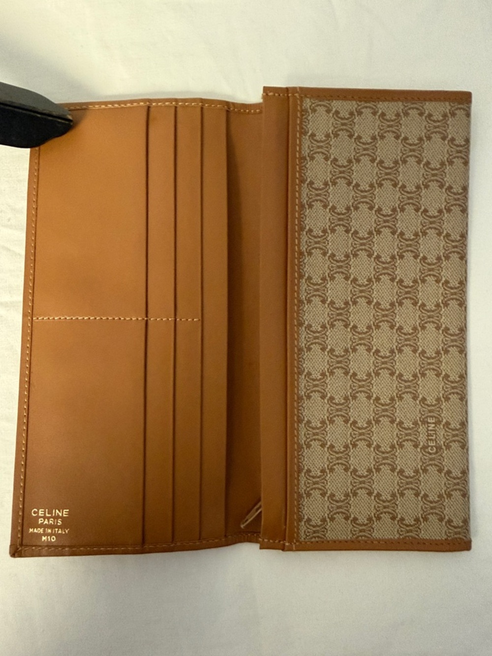 CELINE Macadam Canvas Long Bifold Wallet Beige Italy - Picture 7 of 9